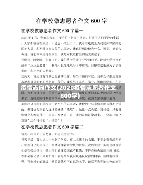 疫情志向作文(2020疫情志愿者作文800字)-第2张图片