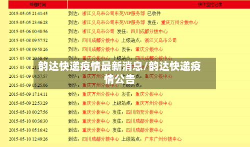 韵达快递疫情最新消息/韵达快递疫情公告-第2张图片