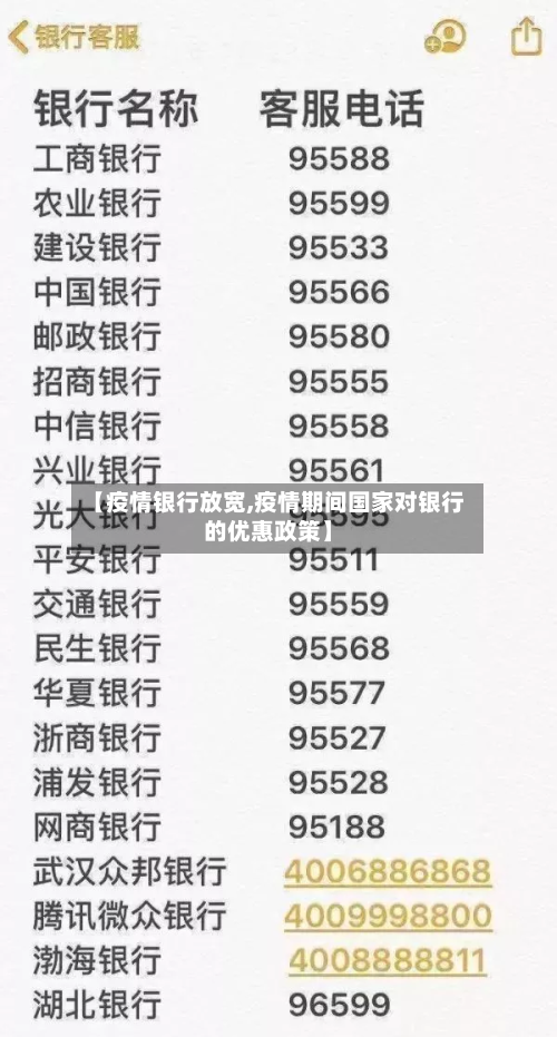 【疫情银行放宽,疫情期间国家对银行的优惠政策】-第2张图片