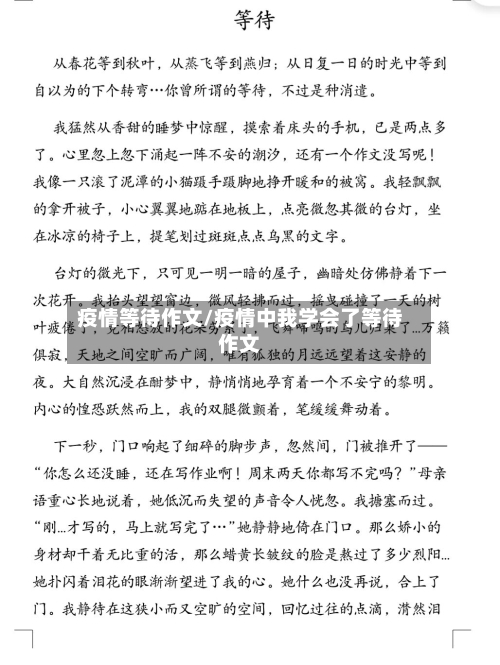 疫情等待作文/疫情中我学会了等待作文-第1张图片