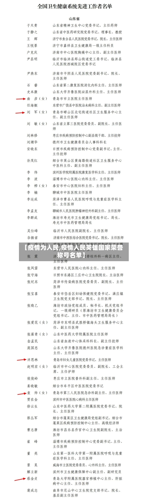 【疫情为人民,疫情人民英雄国家荣誉称号名单】-第3张图片