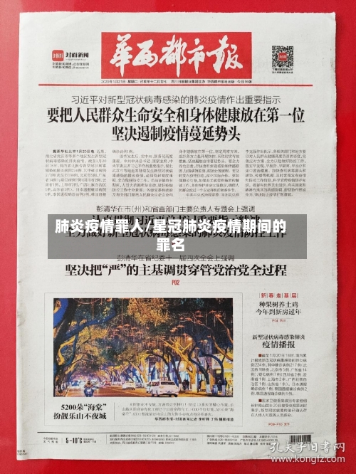 肺炎疫情罪人/星冠肺炎疫情期间的罪名-第1张图片